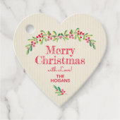 Holly Berries über Elfenbeinherz Geschenkanhänger (Vorderseite)