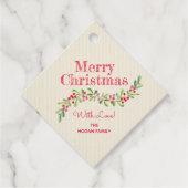 Holly Berries über Ivory Weihnachtsfeiertag Diamon Geschenkanhänger (Vorderseite)