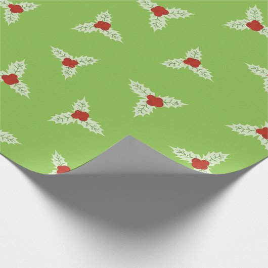 Holly Berries und Blätter Geschenkpapier (Ecke)
