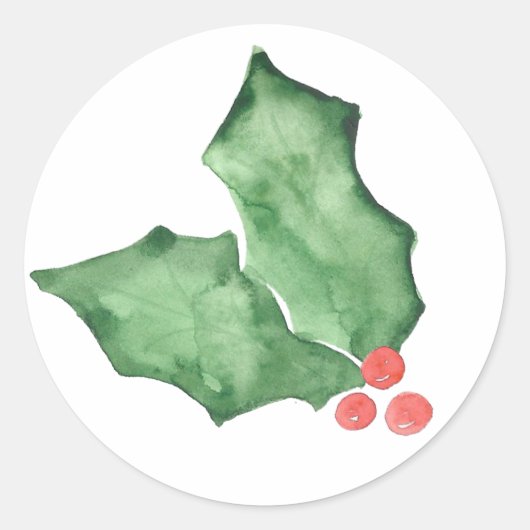 Holly Berries und Blätter Runder Aufkleber (Vorderseite)