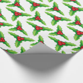 Holly Berries und Blätter Weihnachtsgeschenke Wrap Geschenkpapier (Ecke)