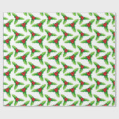 Holly Berries und Blätter Weihnachtsgeschenke Wrap Geschenkpapier (Flach)
