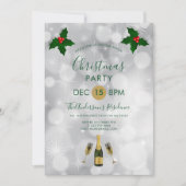 Holly Berries und Champagner Einladung (Vorderseite)