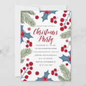 Holly Berries und Ferns Weihnachts-Party Einladung (Vorderseite)