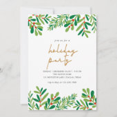 Holly Berries und Ferns Weihnachts-Party Einladung (Vorderseite)