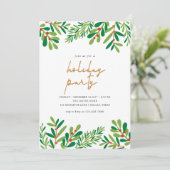 Holly Berries und Ferns Weihnachts-Party Einladung (Stehend Vorderseite)
