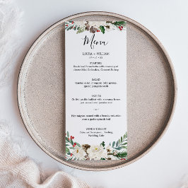 Holly Berries und Floral Wedding Christmas Dinner Menükarte