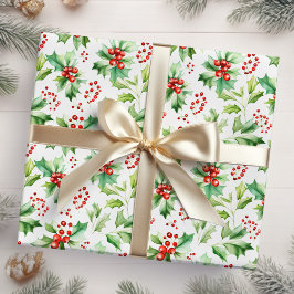 Holly Berries und Foliage Geschenkpapier