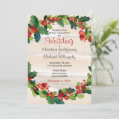 Holly Berries und Grüntöne / Weihnachtsfeier Einladung (Stehend Vorderseite)