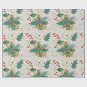 Holly, Berries und Weihnachts-Rose Geschenkpapier (Flach)