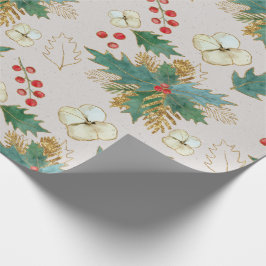 Holly, Berries und Weihnachts-Rose Geschenkpapier