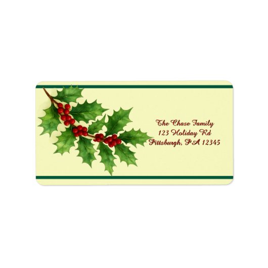 Holly & Berries Versand Adressaufkleber (Vorne)
