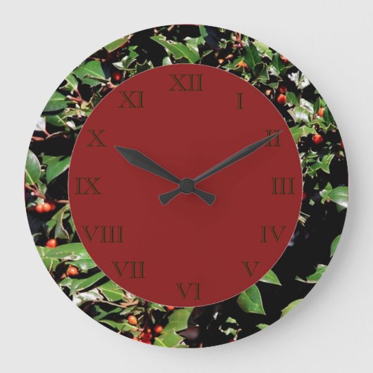 Holly & Berries Wall Clock Große Wanduhr (Vorderseite)