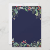 Holly Berries Watercolor Lines Christmas Party Karte (Rückseite)