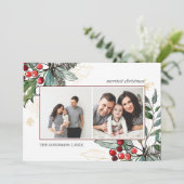 Holly Berries Weihnachten 2 Fotos Urlaub Karte (Stehend Vorderseite)