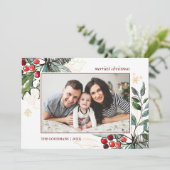 Holly Berries - Weihnachts-Foto Karte (Stehend Vorderseite)