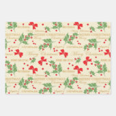 Holly Berries Weihnachtsdekoration Geschenkpapier Set (Vorderseite 2)