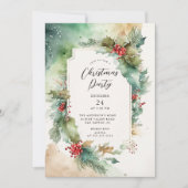 Holly & Berries Weihnachtsfeier Party Einladung (Vorderseite)