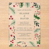 Holly Berries Weihnachtsfest Acryleinladungen (Vorderseite)