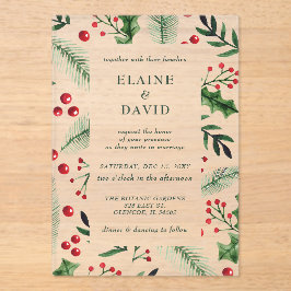 Holly Berries Weihnachtsfest Acryleinladungen