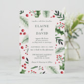 Holly Berries Weihnachtsfest Einladung (Stehend Vorderseite)
