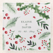 Holly Berries Weihnachtsfest Glasuntersetzer (Vorderseite)