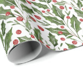 Holly Berries Weihnachtsgeschenk Geschenkpapier (Rolleneckpunkt)