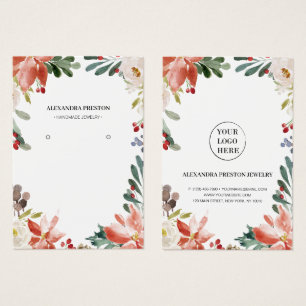 Holly Berries Winter Floral Earring Display Card