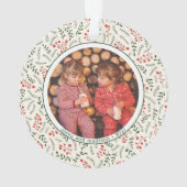 Holly Berries Winter Greenery Foto Names Keramik Ornament (Rückseite)