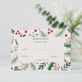 Holly Berries Winter Wedding RSVP Karte (Stehend Vorderseite)