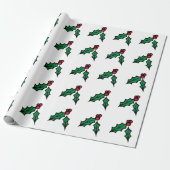 Holly Berries Wrapping Paper Geschenkpapier (Ungerollt)