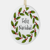 Holly Berries Wreath Design Keramik Ornament (Rechts)