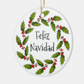Holly Berries Wreath Design Keramik Ornament (Links)