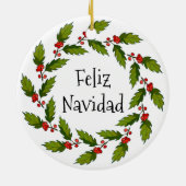 Holly Berries Wreath Design Keramik Ornament (Hinten)