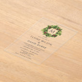 Holly Berries Wreath Monogram Winter Wedding Acryleinladungen (Ablage )