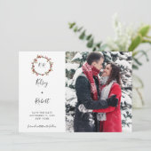 Holly Berries Wreath Save the Date (Stehend Vorderseite)