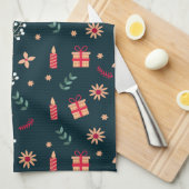 Holly Berry Art Pattern Weihnachtszeit Kunst, Dich Geschirrtuch (Viertel Falte)