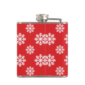 Holly Berry auf Red White Snowflakes Pattern Flachmann (Rückseite)