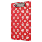 Holly Berry auf Red White Snowflakes Pattern Klemmbrett (Links)