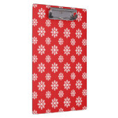 Holly Berry auf Red White Snowflakes Pattern Klemmbrett (Rechts)