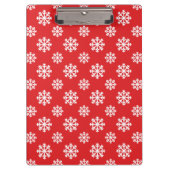 Holly Berry auf Red White Snowflakes Pattern Klemmbrett (Vorderseite)