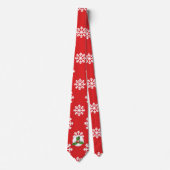 Holly Berry auf Red White Snowflakes Pattern Krawatte (Vorderseite)
