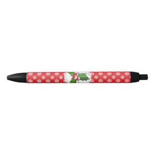Holly Berry auf Red White Snowflakes Pattern Kugelschreiber