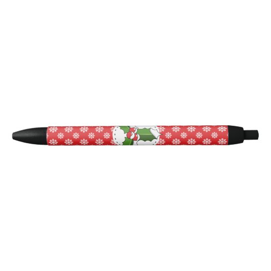 Holly Berry auf Red White Snowflakes Pattern Kugelschreiber (Vorderseite)