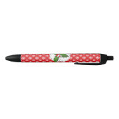 Holly Berry auf Red White Snowflakes Pattern Kugelschreiber (Unterseite)