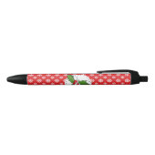 Holly Berry auf Red White Snowflakes Pattern Kugelschreiber (Oberseite)