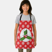 Holly Berry auf Red White Snowflakes Pattern Schürze (Insitu)