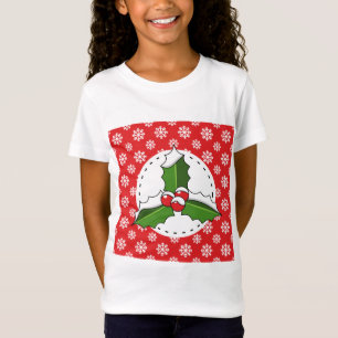 Holly Berry auf Red White Snowflakes Pattern T-Shirt