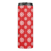 Holly Berry auf Red White Snowflakes Pattern Thermosbecher (Rückseite)