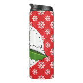Holly Berry auf Red White Snowflakes Pattern Thermosbecher (Nach rechts gedreht)